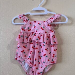 Pink Cherry Print Baby Swimsuit